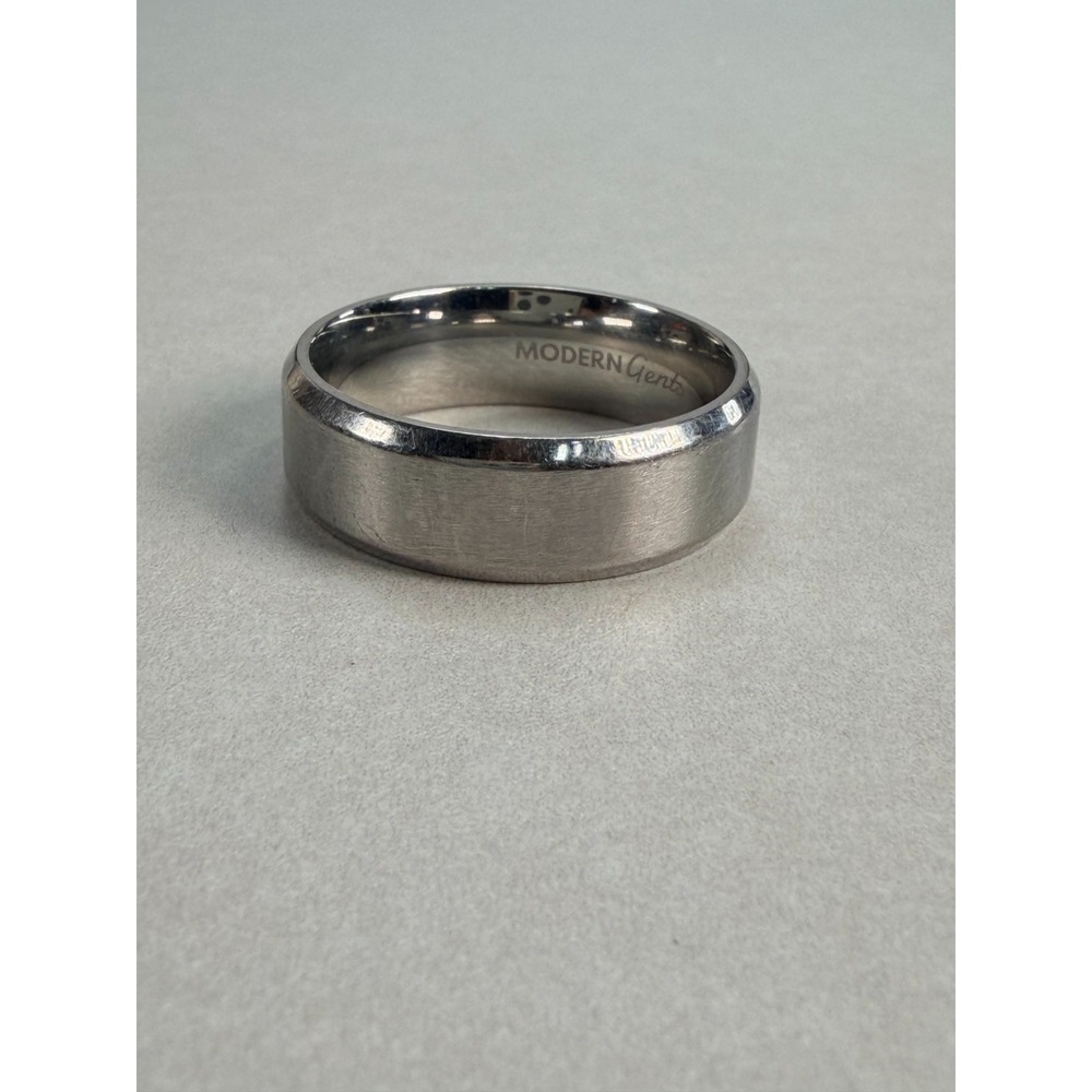 Modern Gent Mens Silver Tone Brushed Wide Band Ring Wedding Size 13